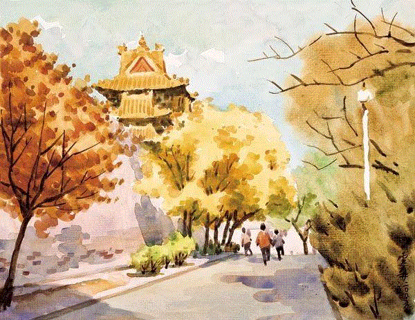 故宫角楼 谭云森 38x48cm,中国百年水彩精品,水彩,静物,人体,雨后,香港,晨光,西湖,梁文亮,范保文,初春