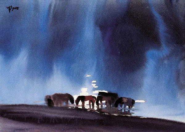 月光曲 柳新生 41x55cm&nbsp;,中国百年水彩精品,水彩,静物,人体,雨后,香港,晨光,西湖,梁文亮,范保文,初春