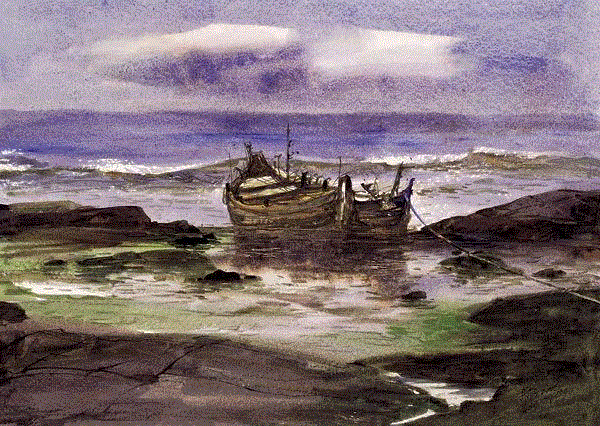 潮起潮落 高东方 55x75cm&nbsp;,中国百年水彩精品,水彩,静物,人体,雨后,香港,晨光,西湖,梁文亮,范保文,初春
