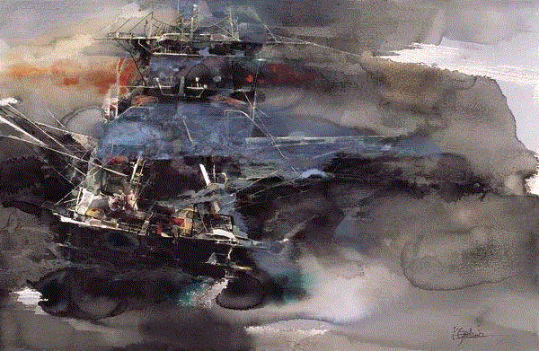 捕 苏海青 67x100cm&nbsp;,中国百年水彩精品,水彩,静物,人体,雨后,香港,晨光,西湖,梁文亮,范保文,初春
