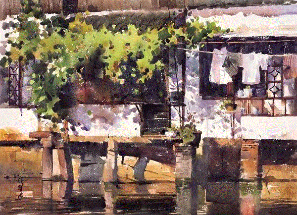 朱家角 宋肇年 50x70cm&nbsp;,中国百年水彩精品,水彩,静物,人体,雨后,香港,晨光,西湖,梁文亮,范保文,初春