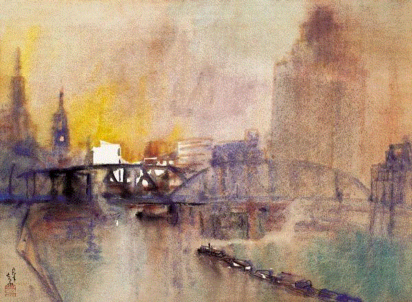上海苏州河 鲍夫华 39x53cm&nbsp;,中国百年水彩精品,水彩,静物,人体,雨后,香港,晨光,西湖,梁文亮,范保文,初春