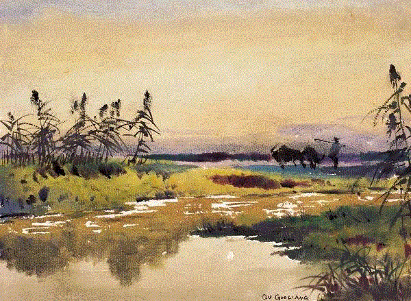 风景写生 瞿谷量 28x38cm&nbsp;,中国百年水彩精品,水彩,静物,人体,雨后,香港,晨光,西湖,梁文亮,范保文,初春