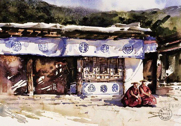 西行散记两幅之一 董克诚 26x35cm&nbsp;,中国百年水彩精品,水彩,静物,人体,雨后,香港,晨光,西湖,梁文亮,范保文,初春