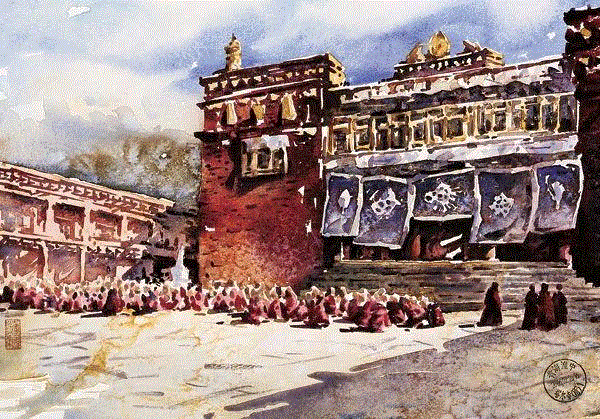 西行散记两幅之二 董克诚 26x35cm&nbsp;,中国百年水彩精品,水彩,静物,人体,雨后,香港,晨光,西湖,梁文亮,范保文,初春