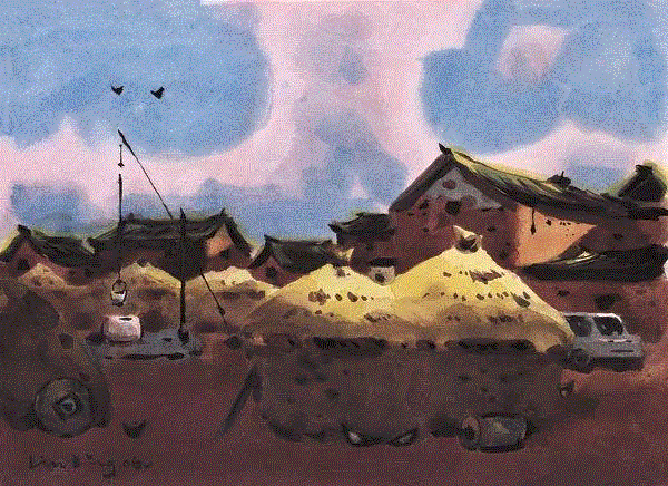 山乡来客 林聆 39x54cm&nbsp;,中国百年水彩精品,水彩,静物,人体,雨后,香港,晨光,西湖,梁文亮,范保文,初春