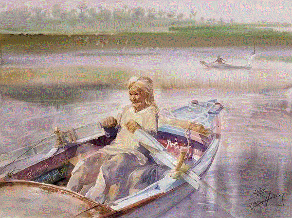 尼罗河渔歌 廖文畅 56x76cm&nbsp;,中国百年水彩精品,水彩,静物,人体,雨后,香港,晨光,西湖,梁文亮,范保文,初春