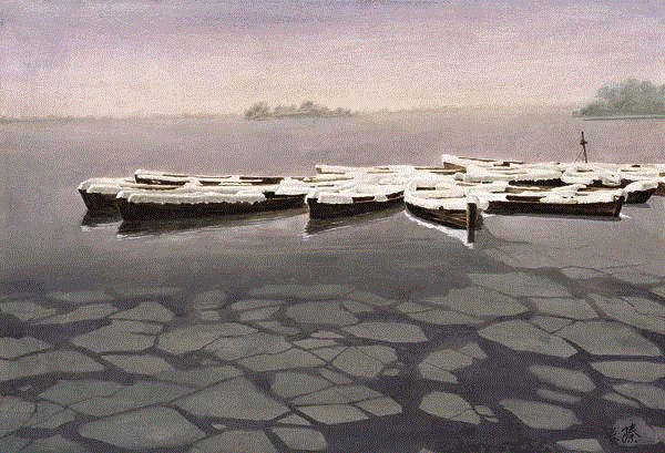 西湖残雪 潘长臻 54x79cm&nbsp;,中国百年水彩精品,水彩,静物,人体,雨后,香港,晨光,西湖,梁文亮,范保文,初春