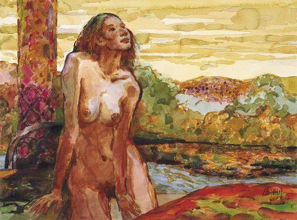 云溪晚餐 周刚 57x77cm&nbsp;,中国百年水彩精品,水彩,静物,人体,雨后,香港,晨光,西湖,梁文亮,范保文,初春