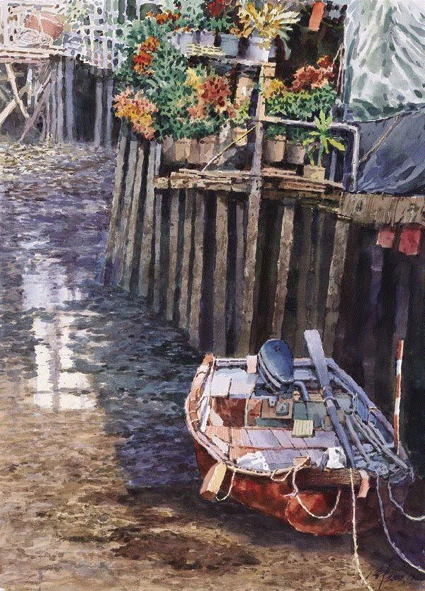 大澳之春 沈平 106x76cm&nbsp;,中国百年水彩精品,水彩,静物,人体,雨后,香港,晨光,西湖,梁文亮,范保文,初春