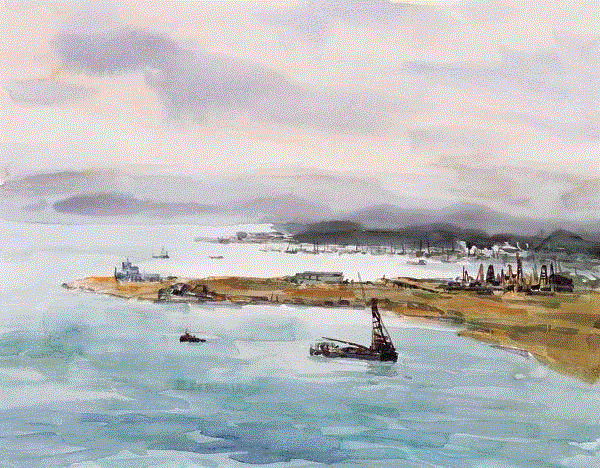 西九龙新镇地 欧阳乃繪 45x57cm&nbsp;,中国百年水彩精品,水彩,静物,人体,雨后,香港,晨光,西湖,梁文亮,范保文,初春