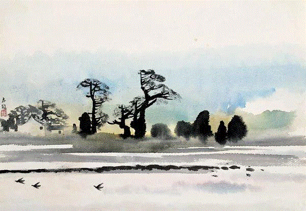阳太阳 春汛 1982 43x63cm&nbsp;,中国百年水彩精品,水彩,静物,人体,雨后,香港,晨光,西湖,梁文亮,范保文,初春