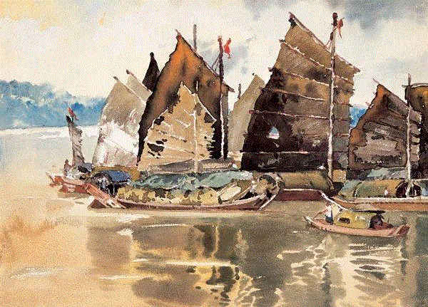 李剑晨 初霁曝帆 1957 28x39cm&nbsp;,中国百年水彩精品,水彩,静物,人体,雨后,香港,晨光,西湖,梁文亮,范保文,初春