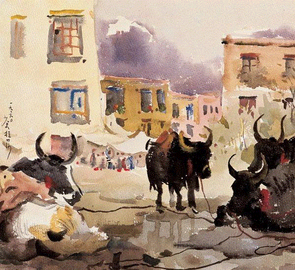 吴冠中 拉萨菜市 1960 24x26cm&nbsp;,中国百年水彩精品,水彩,静物,人体,雨后,香港,晨光,西湖,梁文亮,范保文,初春