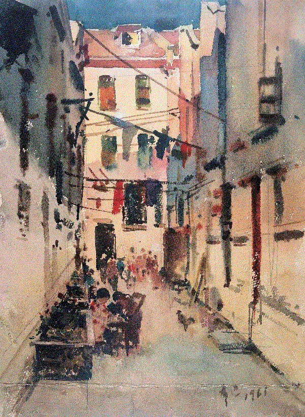 陈希旦 上海弄堂 1961 38x28cm&nbsp;,中国百年水彩精品,水彩,静物,人体,雨后,香港,晨光,西湖,梁文亮,范保文,初春