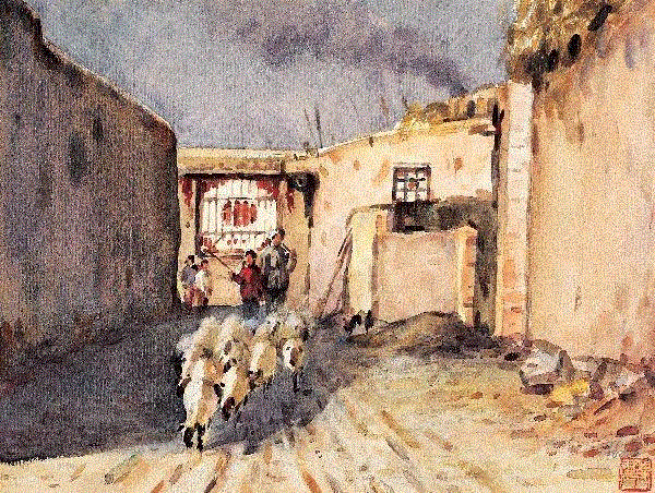 殷保康 陇上人家 1963 19x25cm&nbsp;,中国百年水彩精品,水彩,静物,人体,雨后,香港,晨光,西湖,梁文亮,范保文,初春