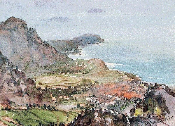 晏文正 崂山明霞洞途中 1964 32x44cm&nbsp;,中国百年水彩精品,水彩,静物,人体,雨后,香港,晨光,西湖,梁文亮,范保文,初春