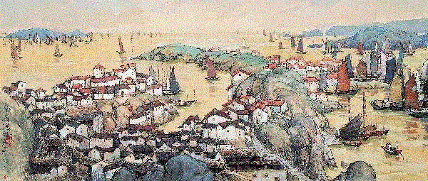 &nbsp;吴德隆 东海渔村 1979 38x88cm&nbsp;,中国百年水彩精品,水彩,静物,人体,雨后,香港,晨光,西湖,梁文亮,范保文,初春