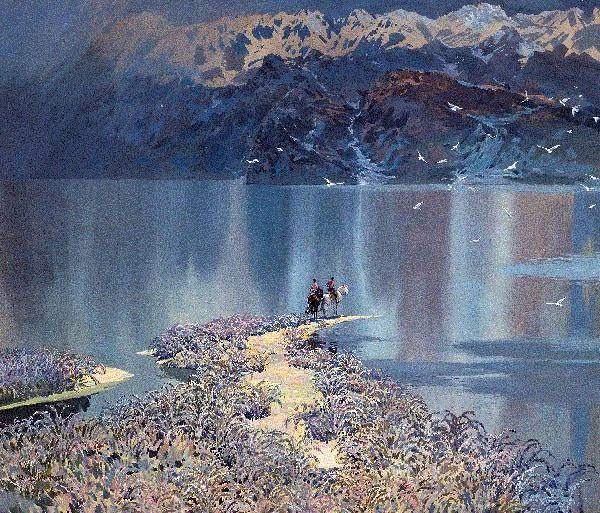 黄惟一 西藏寄情—怀念纳木错湖 1979 79x91cm&nbsp;,中国百年水彩精品,水彩,静物,人体,雨后,香港,晨光,西湖,梁文亮,范保文,初春