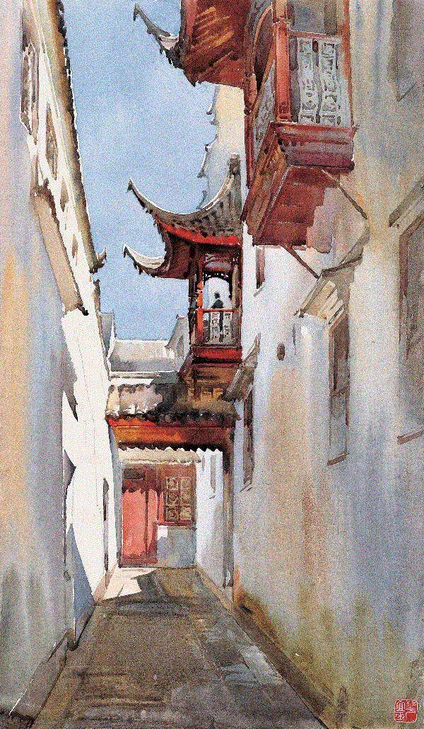 华宜玉 江南民居 1980 54x32cm&nbsp;,中国百年水彩精品,水彩,静物,人体,雨后,香港,晨光,西湖,梁文亮,范保文,初春