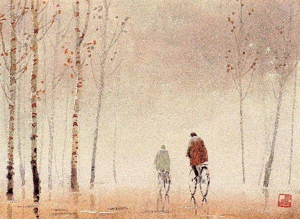 吕品 雨中 1981 31x42cm&nbsp;,中国百年水彩精品,水彩,静物,人体,雨后,香港,晨光,西湖,梁文亮,范保文,初春