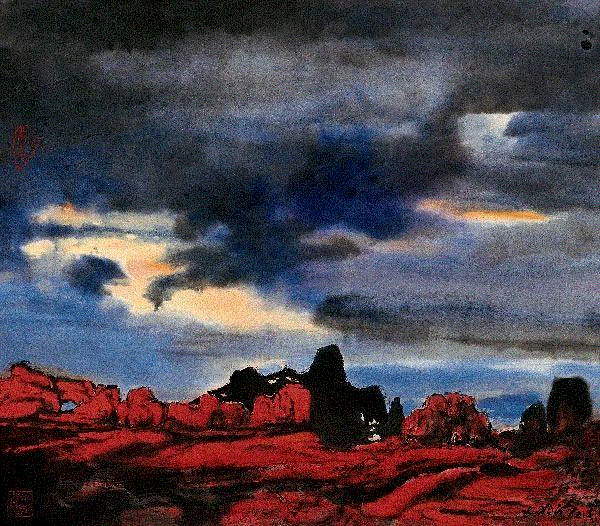 张玲麟 玉屏残照 1981 53x68cm&nbsp;,中国百年水彩精品,水彩,静物,人体,雨后,香港,晨光,西湖,梁文亮,范保文,初春