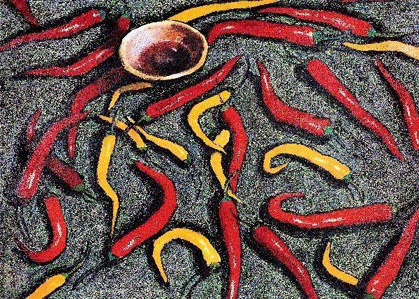 朱辉 红辣椒·黄辣椒 1982 38x53cm&nbsp;,中国百年水彩精品,水彩,静物,人体,雨后,香港,晨光,西湖,梁文亮,范保文,初春