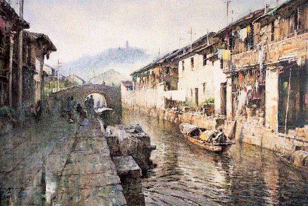 宋彬 水乡 1982 60x89cm&nbsp;,中国百年水彩精品,水彩,静物,人体,雨后,香港,晨光,西湖,梁文亮,范保文,初春