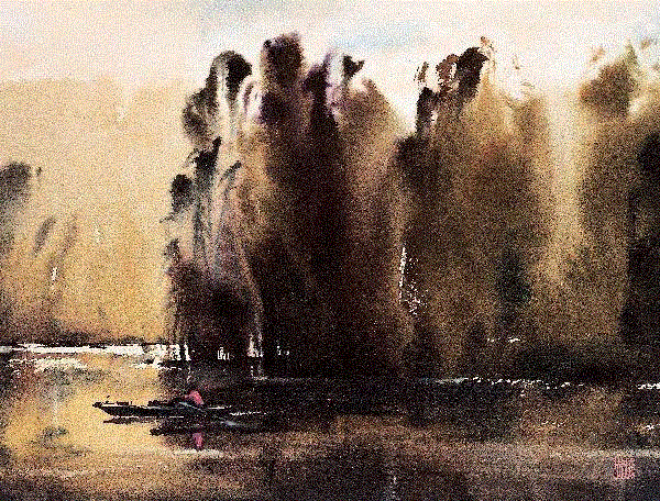 刘远智 湖滨黛色 1983 32x42cm&nbsp;,中国百年水彩精品,水彩,静物,人体,雨后,香港,晨光,西湖,梁文亮,范保文,初春