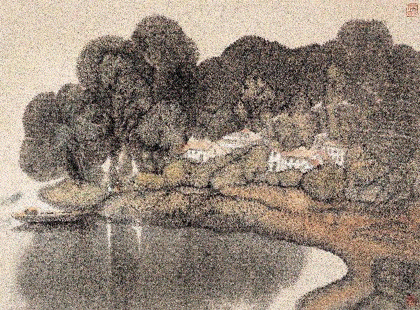 华纫秋 渔寨传新歌 1984 56x77cm&nbsp;,中国百年水彩精品,水彩,静物,人体,雨后,香港,晨光,西湖,梁文亮,范保文,初春