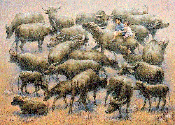 毕永祥 牛群 1986 78x109cm,中国百年水彩精品,水彩,静物,人体,雨后,香港,晨光,西湖,梁文亮,范保文,初春