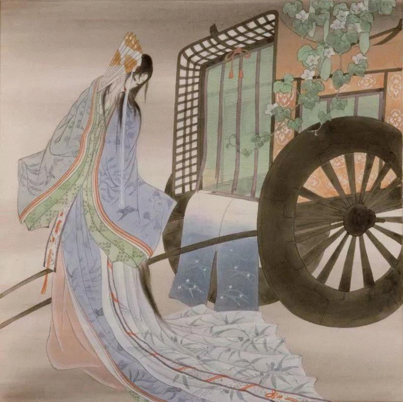 月光花，昭和十年至十六年（1935—1941），构思图 彩色纸本 267×265 私人藏品，《源氏物