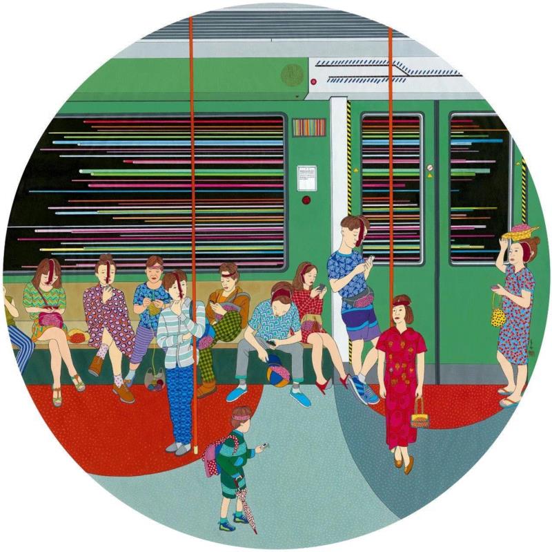 刘天怜 不带脑 2018 纸本设色 D.120cm,hiart space | 刘天怜: 燕燕于飞,刘天怜,space,纸本,天怜,电影,乾坤,装置,材料,两个世界,背后