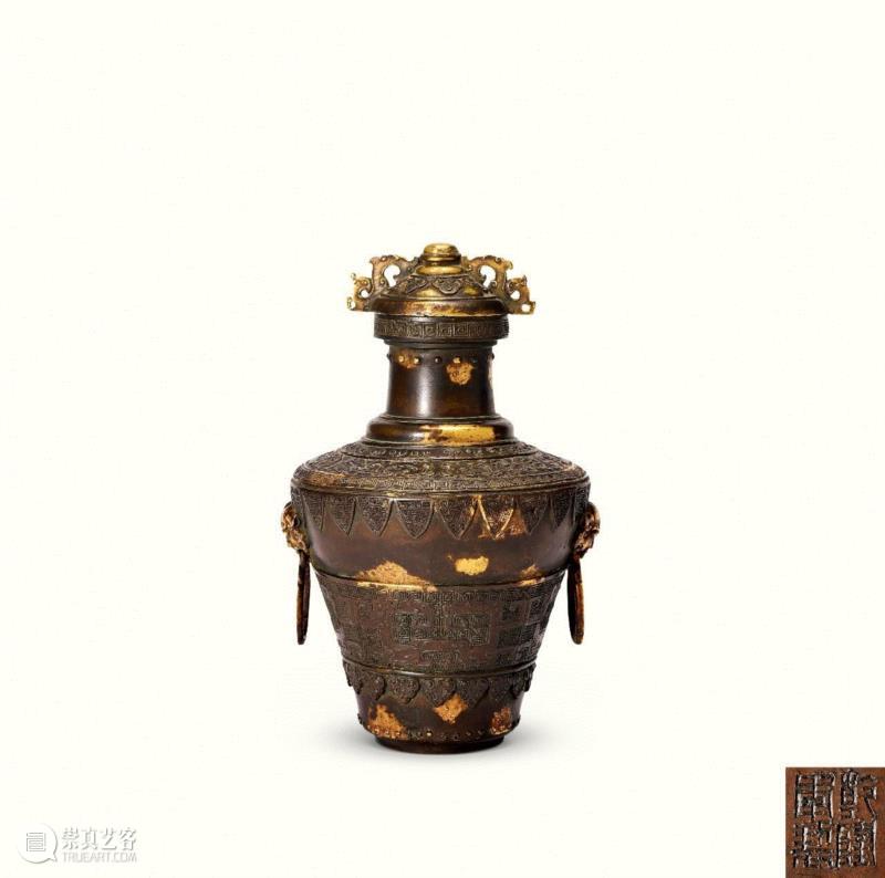 清乾隆 御制螭龙纹局部鎏金带盖辅首尊,中贸圣佳2018秋拍 |「彝癖」— 一览堂前案上的吉金妙色,彝癖,一览堂,吉金妙色,铜器,纹饰,铜炉,铜质,天鸡,工艺,明清