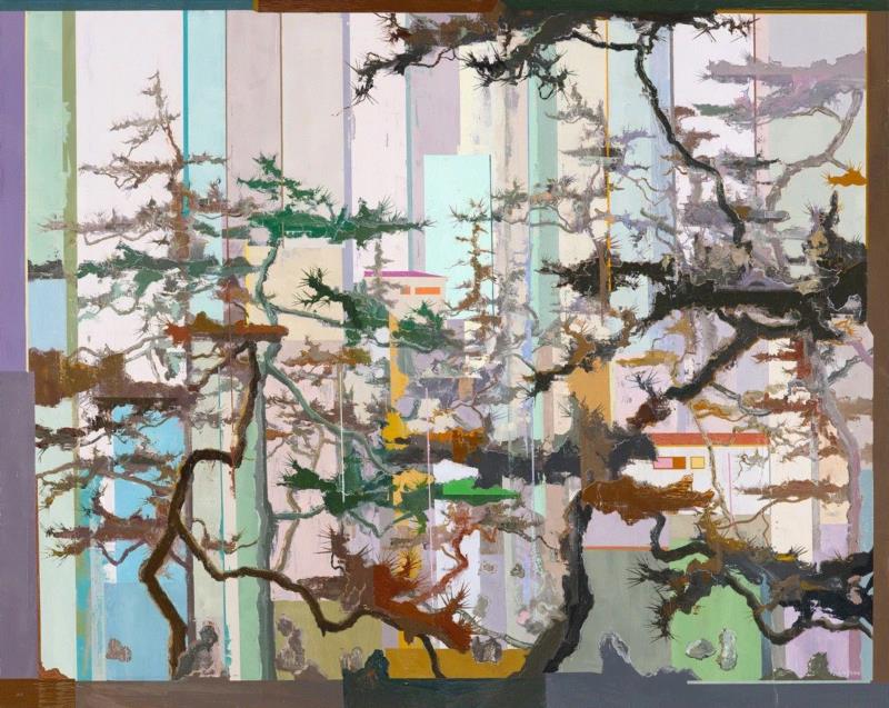 王源远 灰色风景 2018 布面油画 160×200cm,图集 | 王源远：长生殿,王源远,长生殿,图集,油画,王源,木屋,绘画,假山,山门,波斯