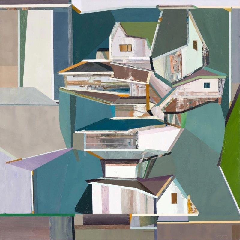 王源远 假山房1 2018 布面油画 120×120cm,图集 | 王源远：长生殿,王源远,长生殿,图集,油画,王源,木屋,绘画,假山,山门,波斯