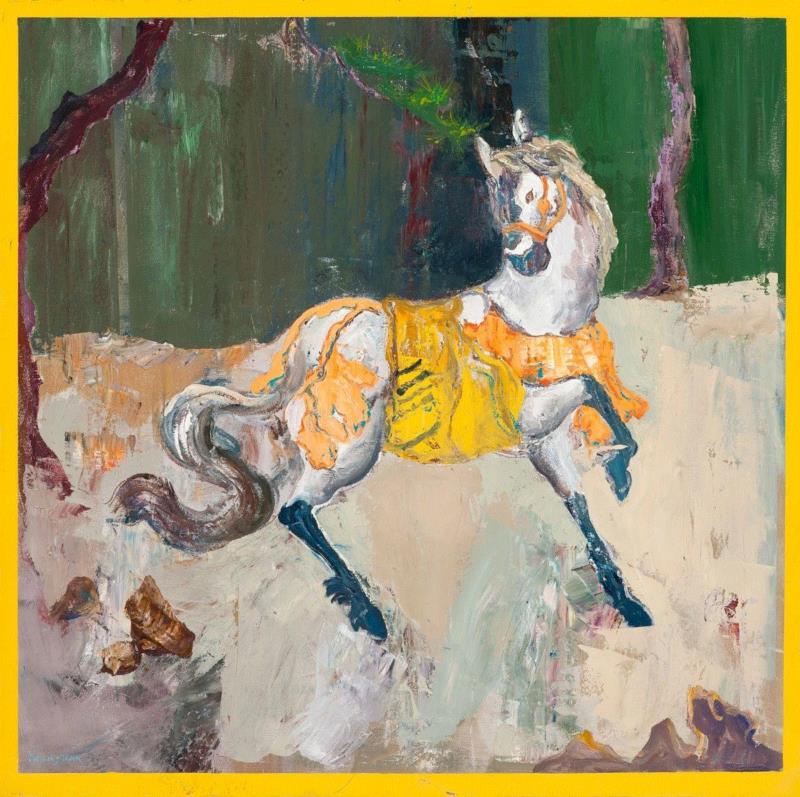 王源远 良驹图 2018 布面油画 80×80cm,图集 | 王源远：长生殿,王源远,长生殿,图集,油画,王源,木屋,绘画,假山,山门,波斯