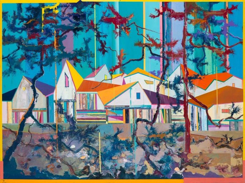 王源远 糖果屋2 2018 布面油画 150x200cm,图集 | 王源远：长生殿,王源远,长生殿,图集,油画,王源,木屋,绘画,假山,山门,波斯