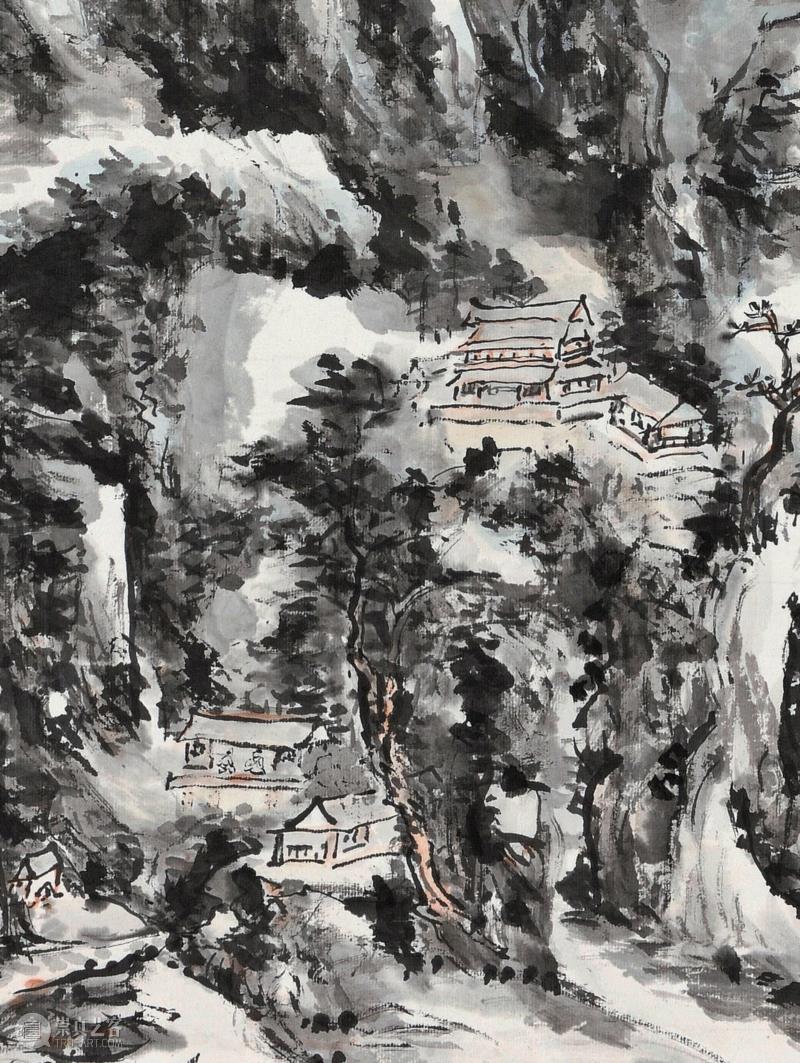 黄宾虹　纪游山水　局部2,【保利秋拍】笔墨纪游临天下，江山壮阔汇笔端——黄宾虹《纪游山水》四屏,黄宾虹,笔墨,保利,纪游,天下,江山,笔端,纪游山水,电话,总经理
