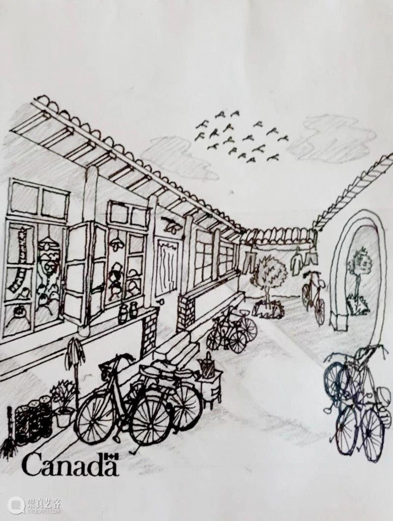 林晓鹏手绘“星期五沙龙”学习班所在的胡同大院场景，2018,40年前，胡同青年的几种玩法,胡同,青年,玩法,沙龙,池小宁,家中,四月影会,电影,星星,北影厂