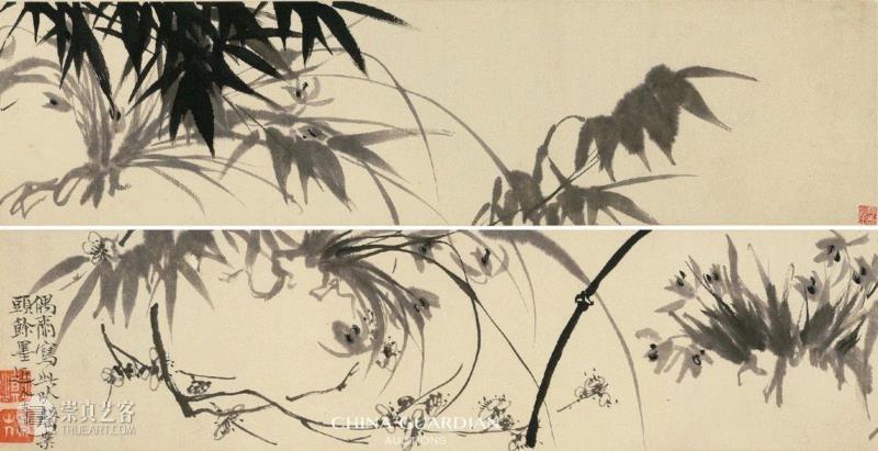 《梅兰竹图》,【嘉德秋拍】天涯结交尺书沉 老觉梅花是故人——汪士慎《墨竹梅花书画卷》,汪士慎,梅花,嘉德,天涯结交尺书沉,故人,墨竹梅花书画卷,石涛,高翔,释文,扬州