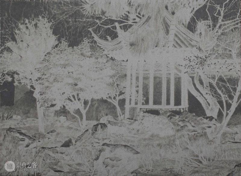 ▲《既见君子》纺织颜料在丝绸上,36×49cm,2016年,PowerLong 看 | 艺术史:40×40——参展艺术家洪磊,洪磊,Power,政治,艺术史,紫禁城,留园,Long,摄影,之中,苏州拙政园