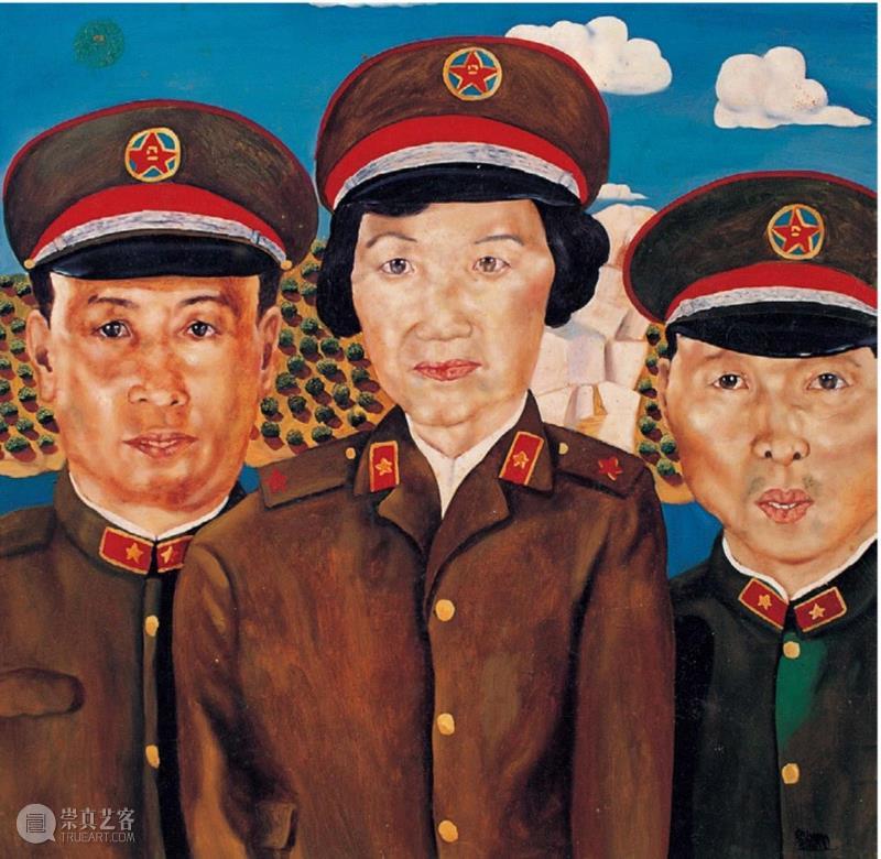 ▲《革命家庭》，布面油画，100×100cm，1990年,PowerLong 看 | 艺术史：40×40——参展艺术家刘炜,刘炜,艺术史,Power,Long,父亲,油画,威尼斯双年展,人物,言辞,绘画