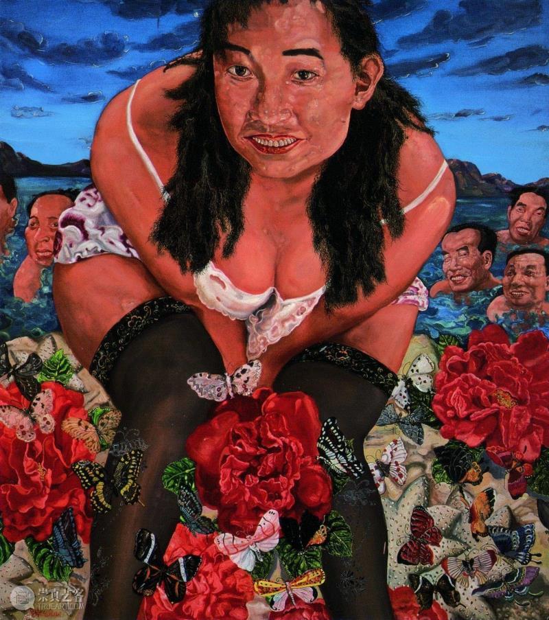 ▲《戏水美人Ⅱ》，布面油画， 170×150cm，1994年,PowerLong 看 | 艺术史：40×40——参展艺术家刘炜,刘炜,艺术史,Power,Long,父亲,油画,威尼斯双年展,人物,言辞,绘画