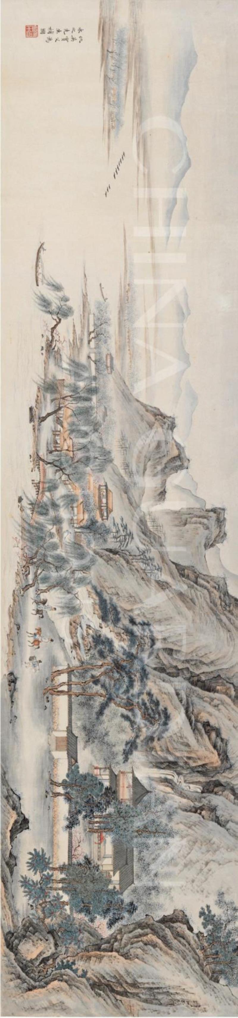 马晋 《临仇英江南春图》,【嘉德秋拍】古今无别——马晋临仇英《江南春》卷,仇英,江南春,嘉德,古今,马晋临,马晋,金城,江南春图,江南,湛华馆