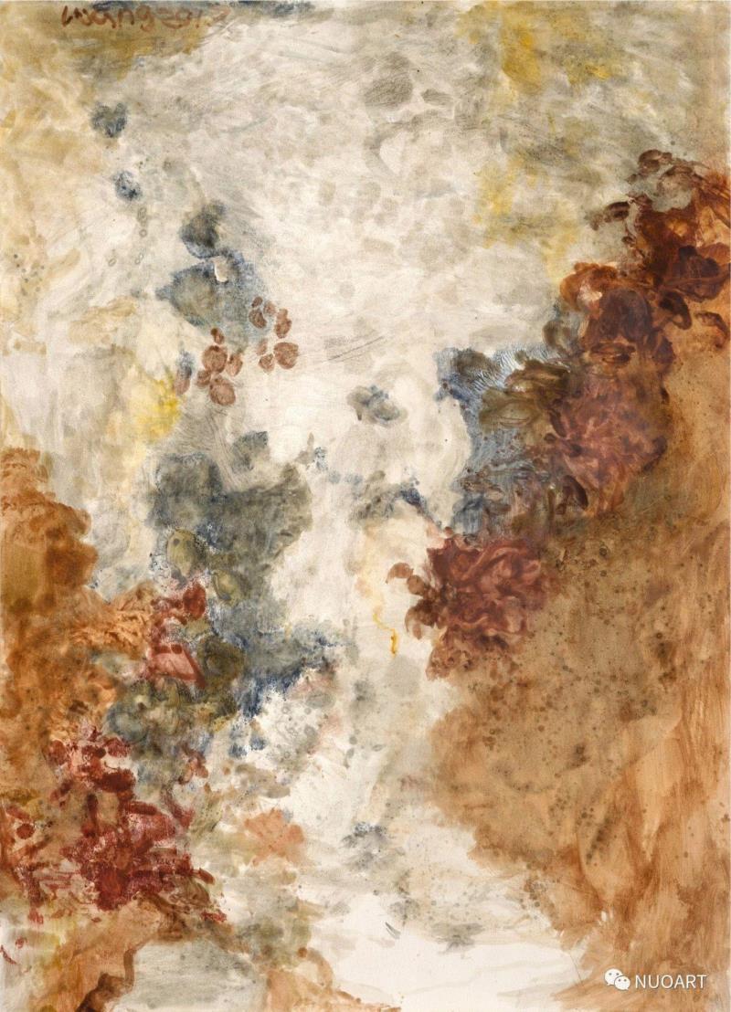 花石图(16) / 110x79cm / 纸上油画 / 2017,王亚彬 | NUOART画廊即将举办“花與石”王亚彬个展,王亚彬,NUOART,花與石,花石,花草,NUO,油画,树木,景物,Stones