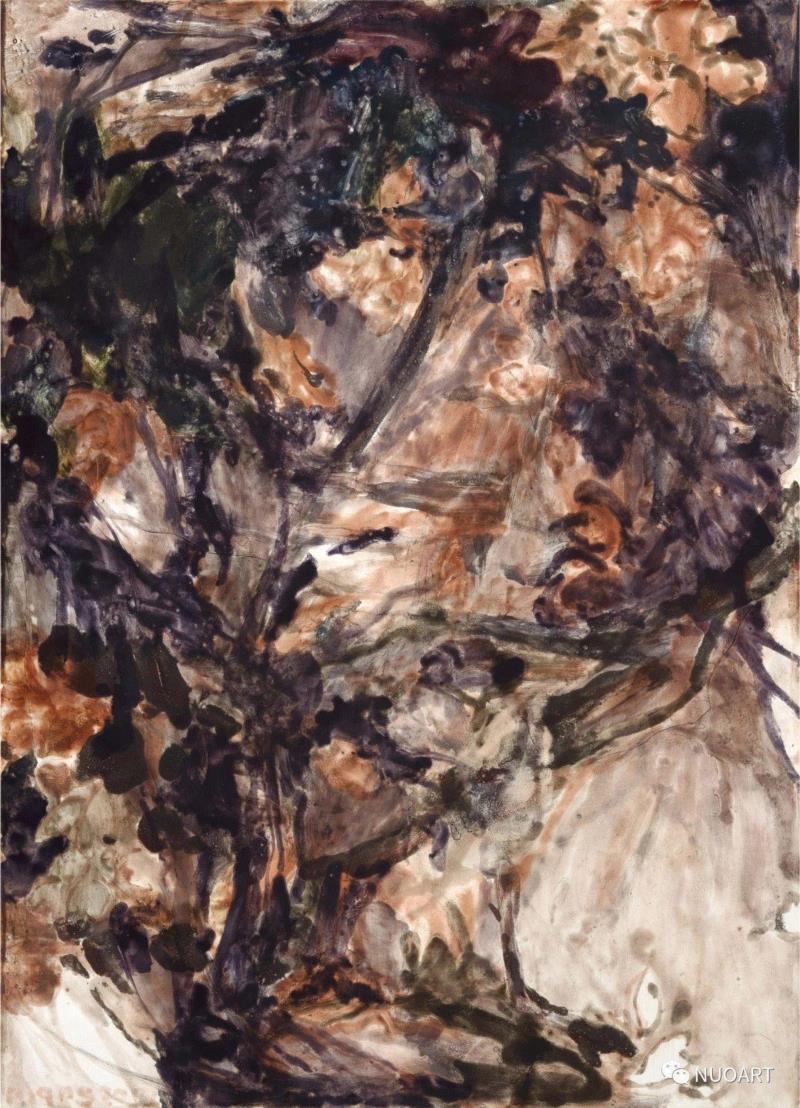 花石图(53) / 110x79cm / 纸上油画 / 2017,王亚彬 | NUOART画廊即将举办“花與石”王亚彬个展,王亚彬,NUOART,花與石,花石,花草,NUO,油画,树木,景物,Stones