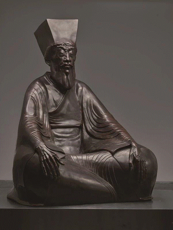 田世信《王阳明》81x87x110cm 大漆 1994年,Daily Art｜田世信雕塑作品中的历史人物（上）,雕塑,人物,Art｜田世信,田世信,王阳明,王勃,朱耷,陶渊明,李商隐,才子