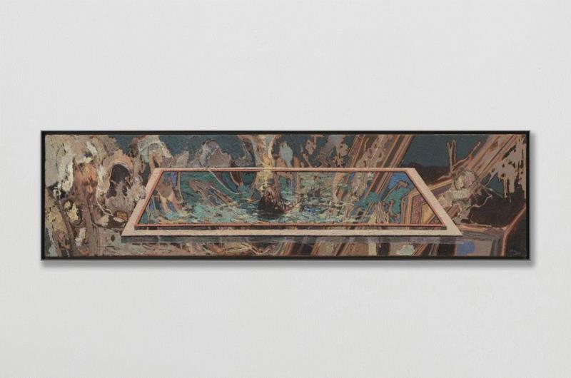 李昌龙 悬池 2018 布面油画 30×120cm,蜂巢评论 | 离岸：李昌龙绘画的转向,李昌龙,绘画,蜂巢,油画,深圳,政治,此前,边界,功能性,柯布西耶