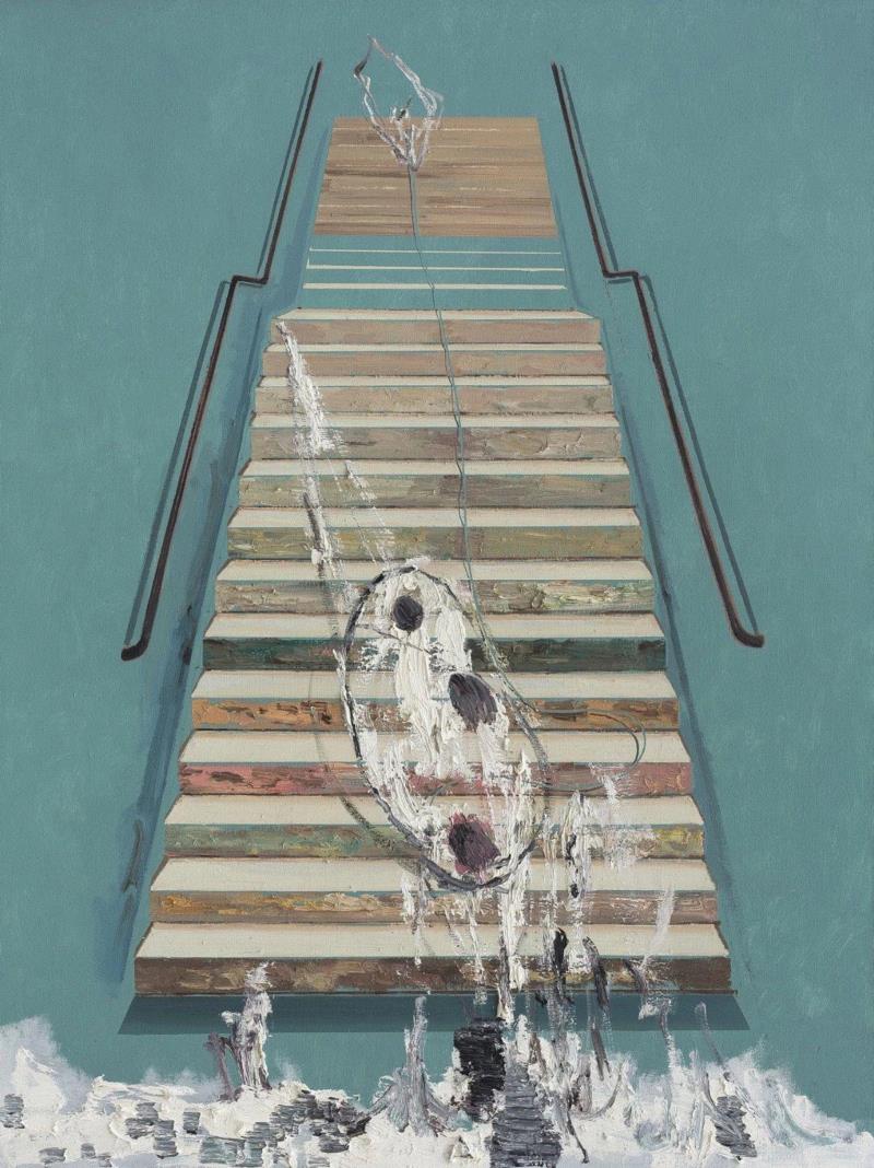 李昌龙 台阶NO.1 2016 布面油画 160×120cm,蜂巢评论 | 离岸：李昌龙绘画的转向,李昌龙,绘画,蜂巢,油画,深圳,政治,此前,边界,功能性,柯布西耶